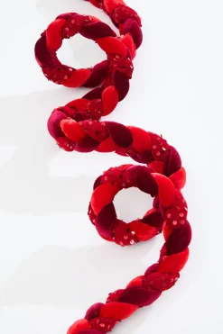 66" Red Velvet Sequin Braided Roping