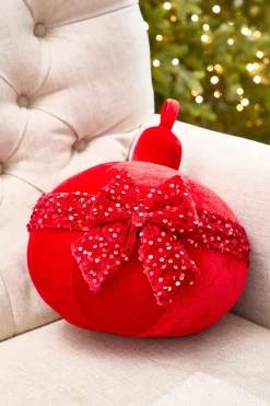 10" Red Velvet with Sequin Bow Ornament
