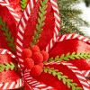 22" Red, White and Green Velvet Stem