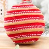 6" Red, White & Brown Gingerbread Stripe Ball