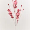 32" Red & White Candy Glitter Grass Spray