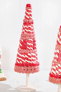 Red & White Clay Dough Candy Tree - Set Of 2