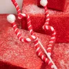24” Red & White Curly Stem with Ball