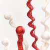 33" Red & White Glitter Curly Spray