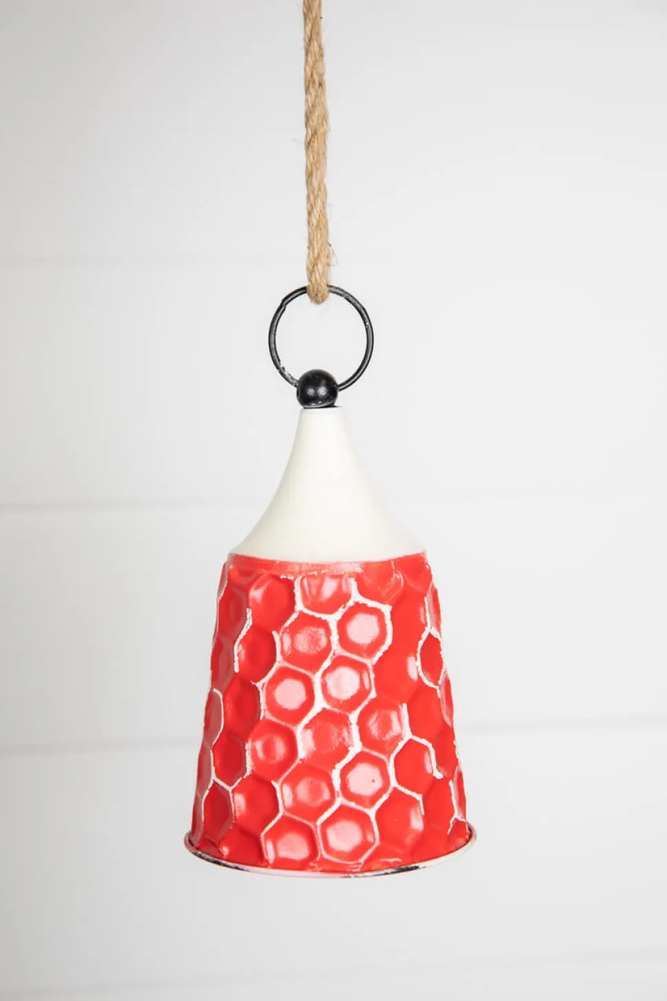 9” Red/White Metal Bell Ornament