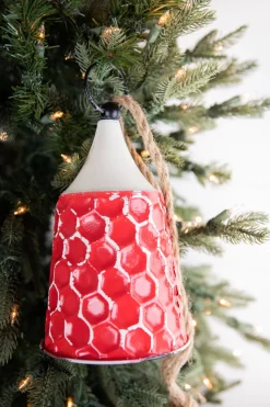 9” Red/White Metal Bell Ornament