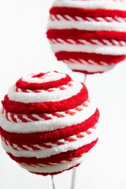 24” Red/White Peppermint Ball Spray