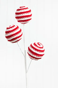 24” Red/White Peppermint Ball Spray