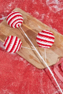 24” Red/White Peppermint Ball Spray