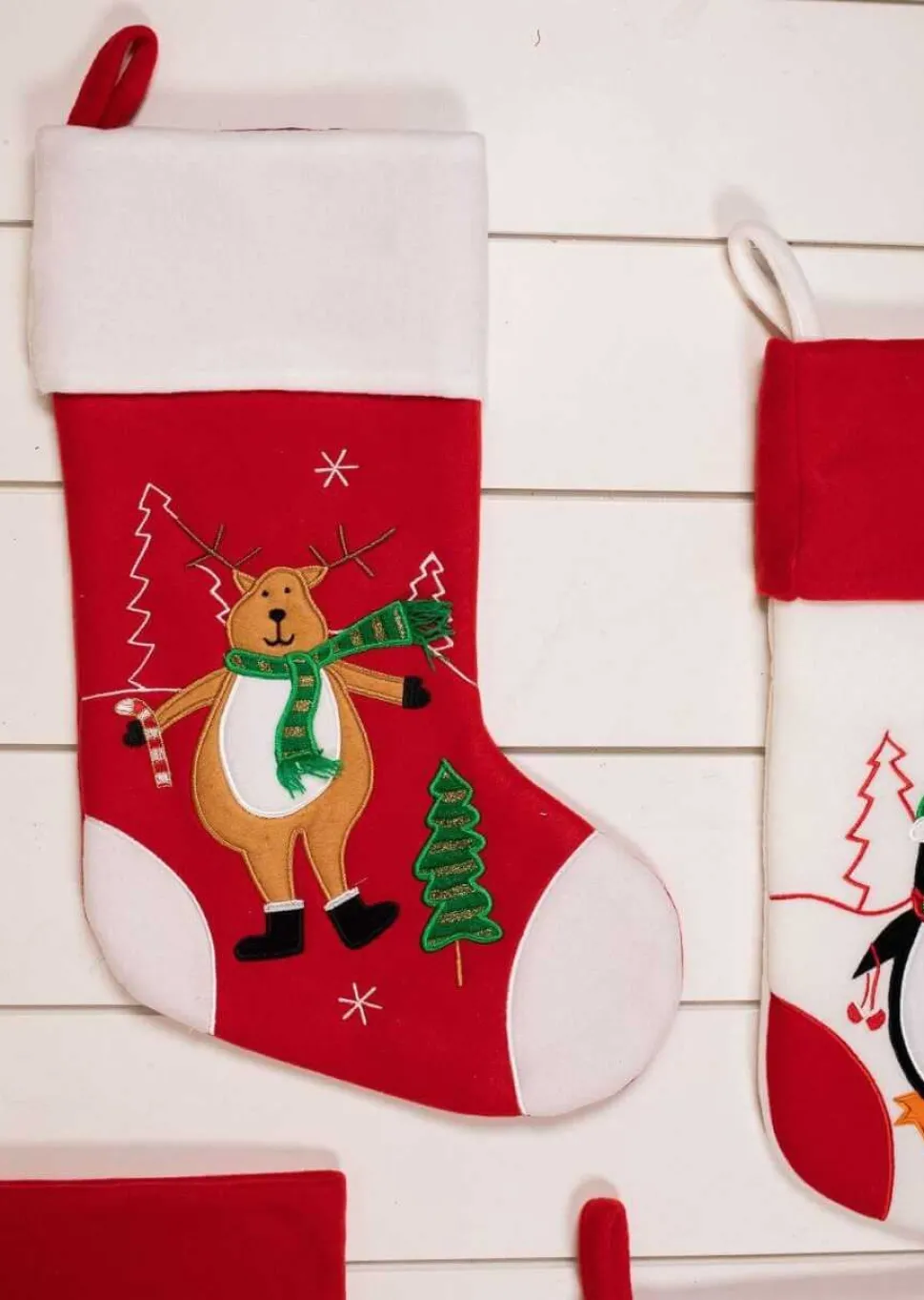 19” Red/White Reindeer/Penguin/Snowman/Santa Stocking