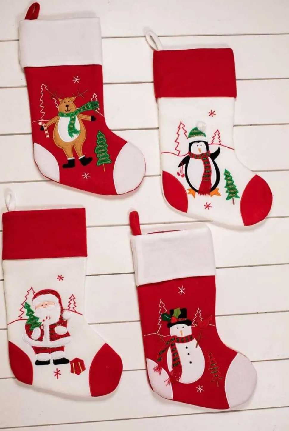 19” Red/White Reindeer/Penguin/Snowman/Santa Stocking