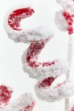 22.5" Red & White Snow Curly Spray