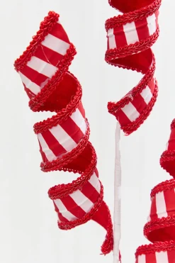 28" Red & White Stripe Curly Spray