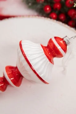 7” Red & White Top Glass Ornament