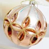4" - 6" Reflector Pattern Glass Ornament - Champagne and Gold
