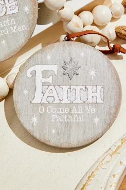 4.5" Religious Wood Disc Ornament