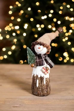 Resin Burlap Hat Snowman