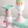 12” Resin Candy Santa Candle Stand - Peppermint