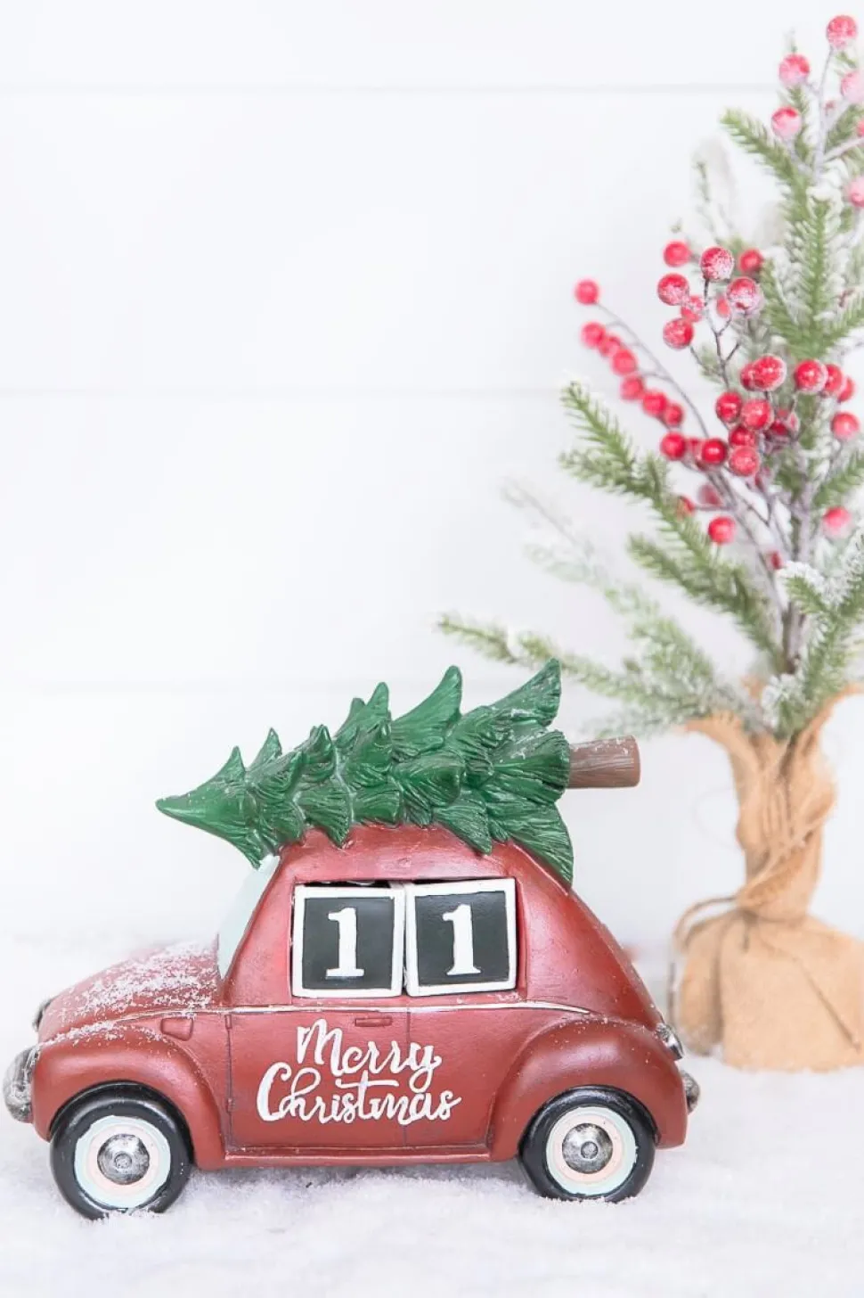 11.5” Resin Countdown Calendar Holiday Truck with Christmas Tree