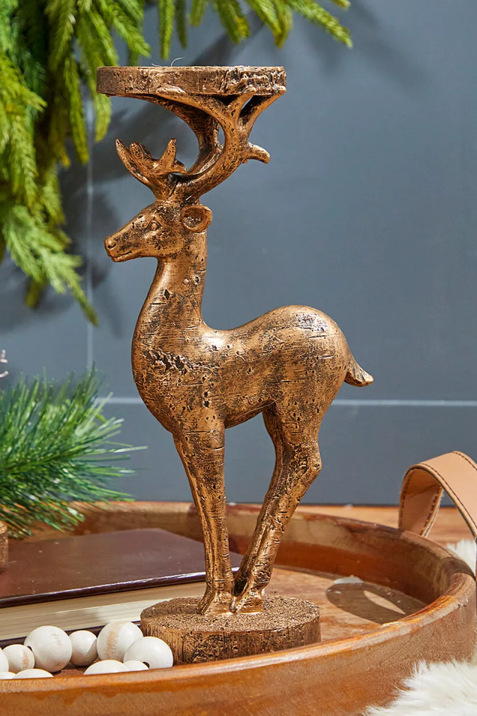 12" Resin Deer Candle Holder