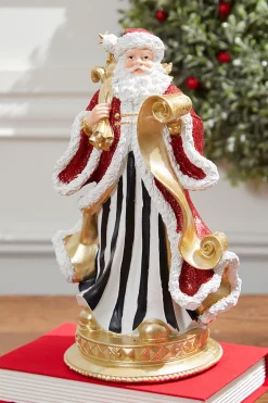 11" Resin Elegant Santa with Sack/List
