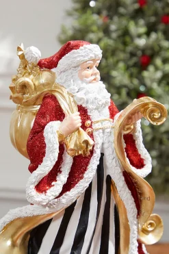 11" Resin Elegant Santa with Sack/List