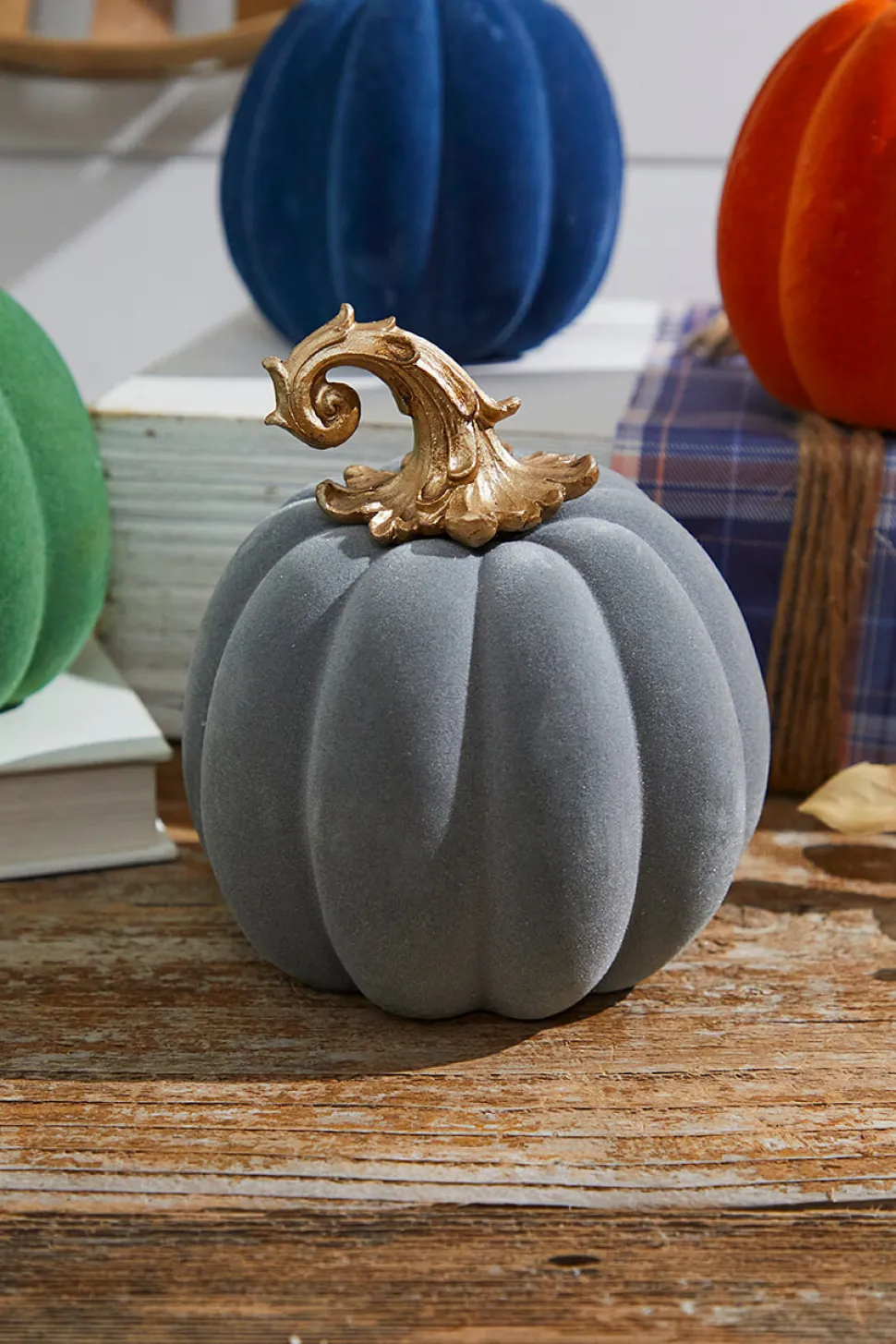 6" Resin & Felt Harvest Pumpkin