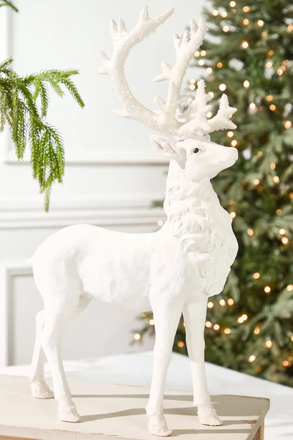 20.5" Resin Frozen Forest Flocked Deer