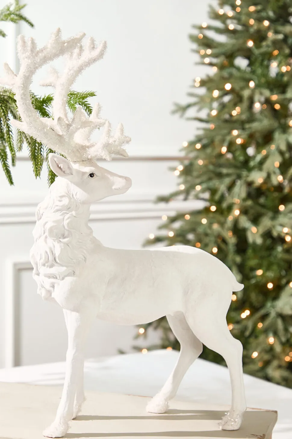 20.5" Resin Frozen Forest Flocked Deer