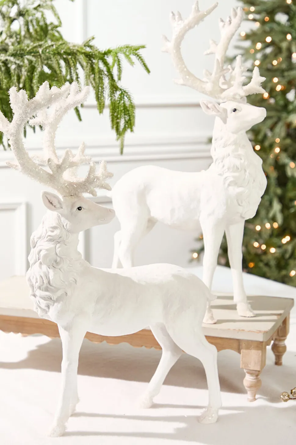 20.5" Resin Frozen Forest Flocked Deer