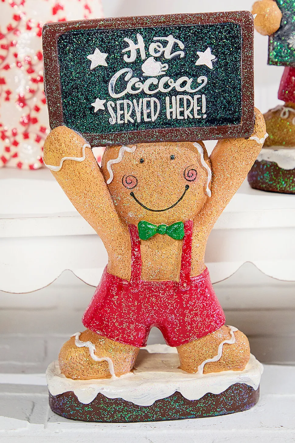9.8" Resin Gingerbread Man Holding Sign