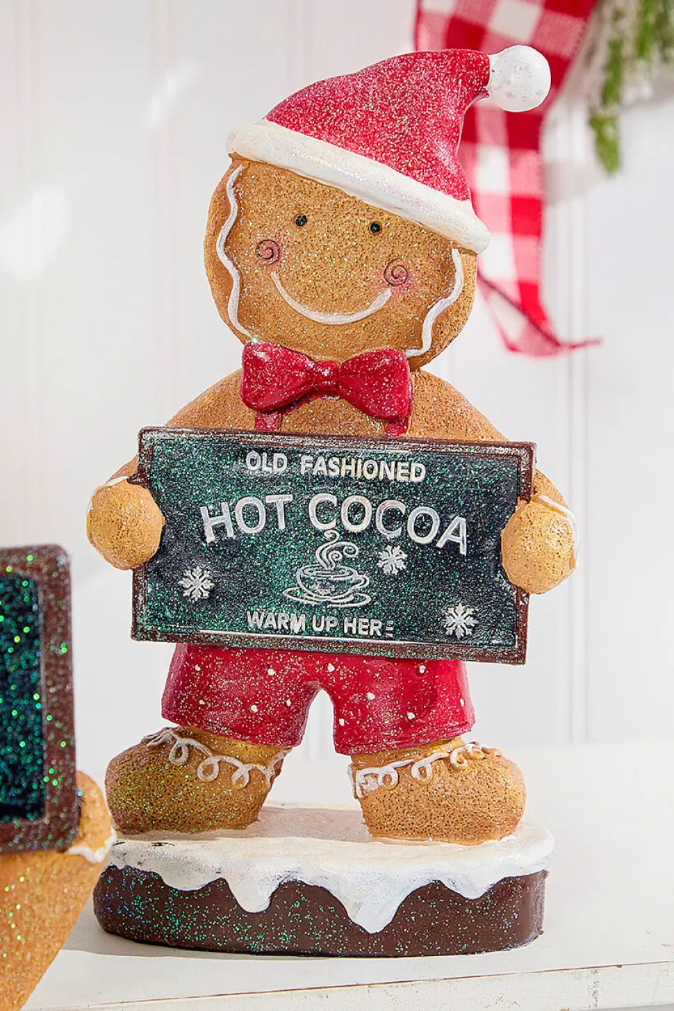 9.8" Resin Gingerbread Man Holding Sign