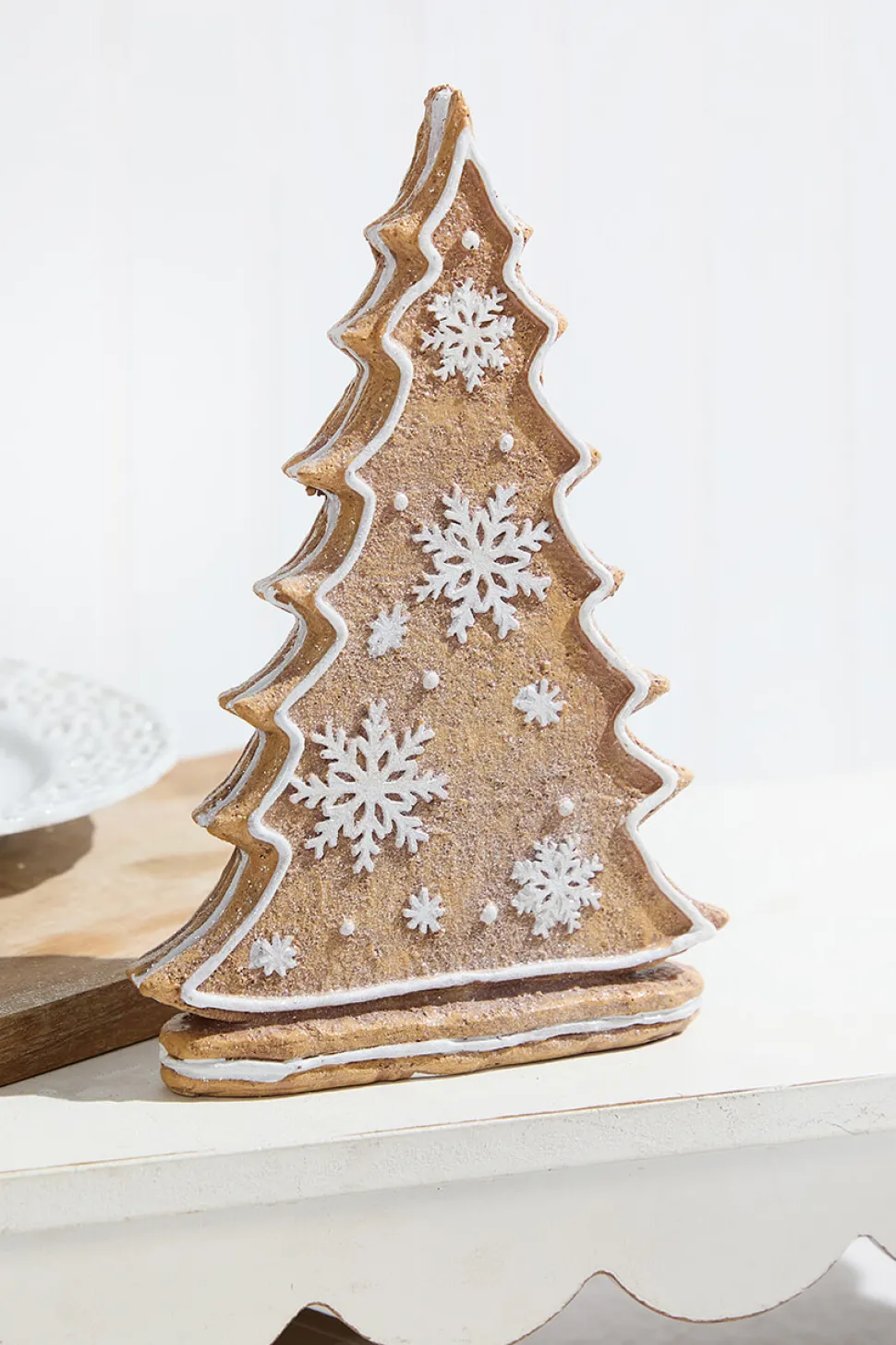 8" Resin Gingerbread Tree W/ Snowflakes