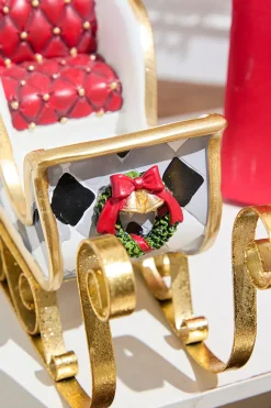 Resin & Metal Holiday Sleigh, White - Set Of 2