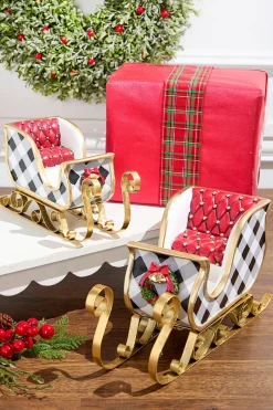 Resin & Metal Holiday Sleigh, White - Set Of 2
