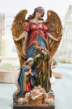 13.5" Resin Nativity Figurine With Angel