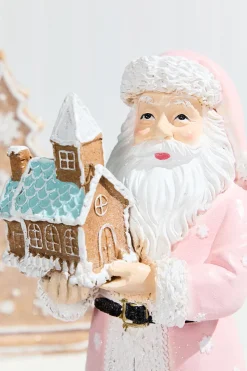 11.5" Resin Santa with Gingerbread House