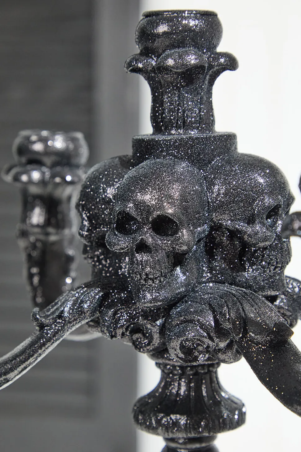 14" Resin Skull Candelabra Halloween Decoration