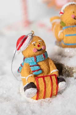 4” Resin Sledding Gingerbread Man Ornament