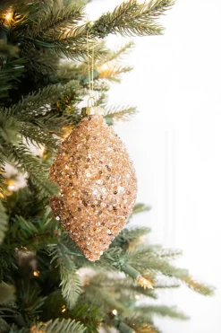 4” Rose Gold Drop/Ball Glass Ornament