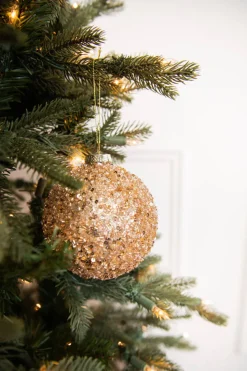 4” Rose Gold Drop/Ball Glass Ornament