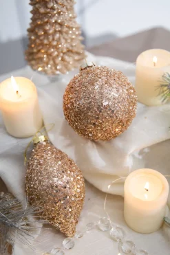 4” Rose Gold Drop/Ball Glass Ornament