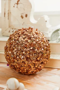 4" Rose Gold Sequins & Jewels Ball Ornament