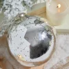 6" Round Antique Silver Mercury Glass Ball Ornament