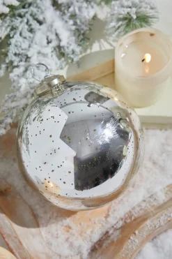 6" Round Antique Silver Mercury Glass Ball Ornament