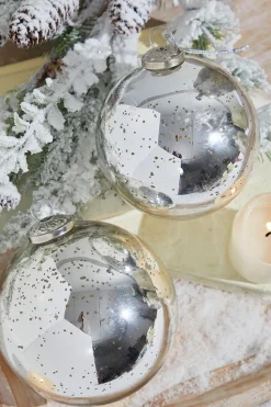 5" Round Antique Silver Mercury Glass Ball Ornament