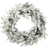 24" Royal Oaks Flocked Plug-In Wreath with Warm White LED Lights