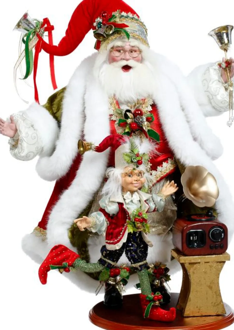 23" Santa and Elf Playing Records - Mark Roberts