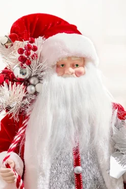 20" Santa Figure Holding Silver Tree