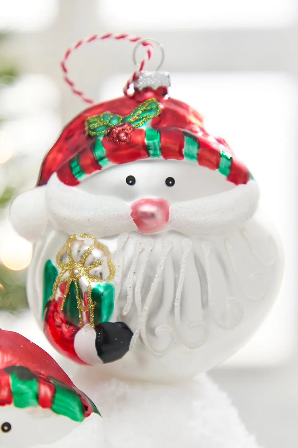 5" Santa Head Glass Ornament